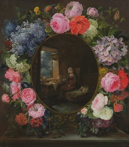 Mor og barn i en krans av blomster, 1829